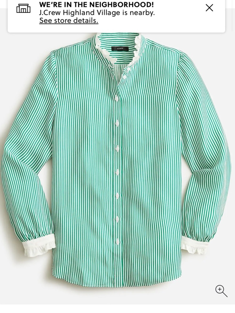 J.Crew cupro-blend ruffle-trim shirt in stripe button down Cottage Minimalist